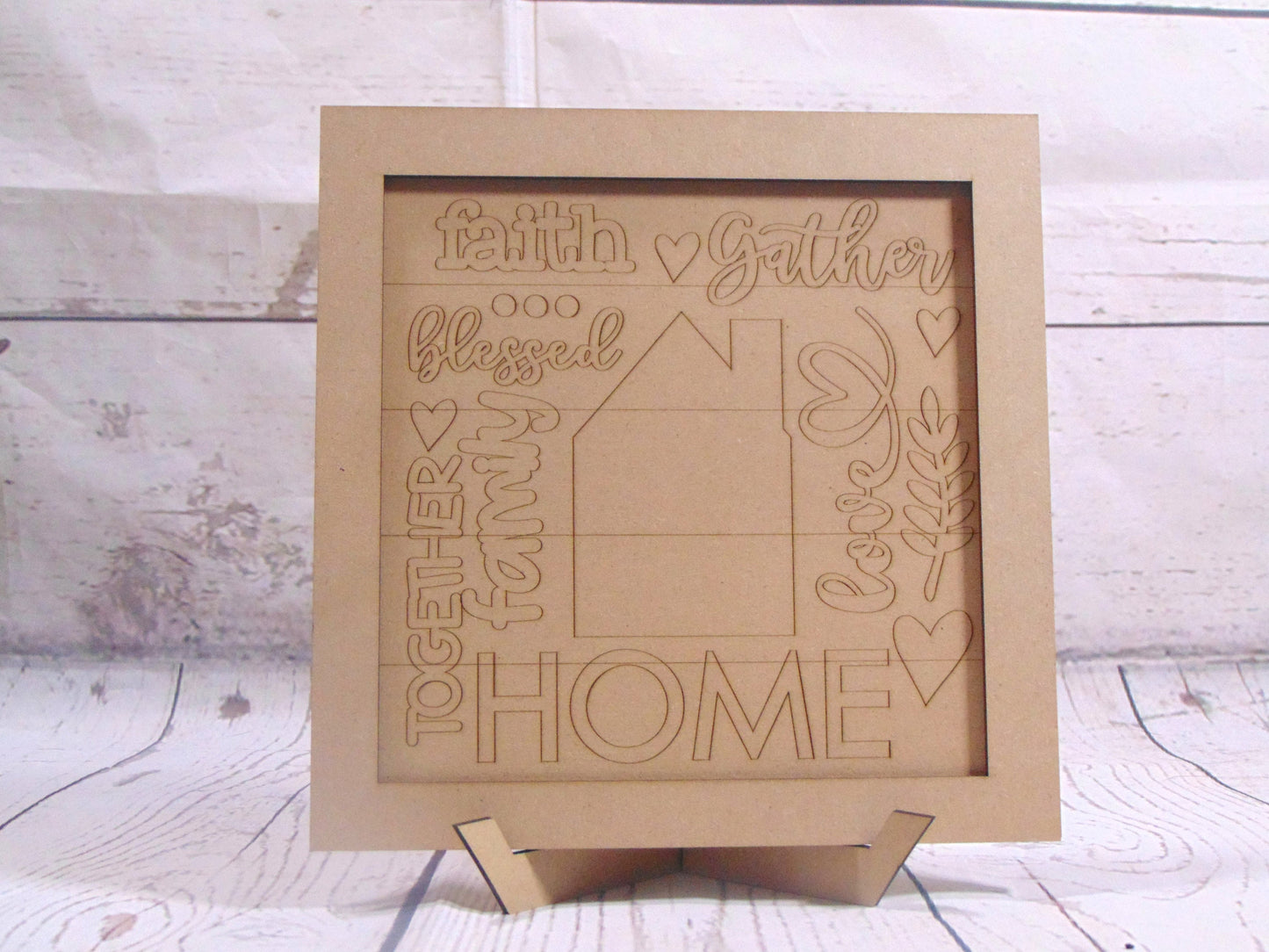 Home Word Sign | MDF | Family | Love | Gift For Her | Gift For Mom | MDF | Laser Cut | Free Standing Sign | Paint Kit