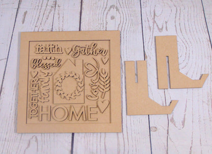 Home Word Sign | MDF | Family | Love | Gift For Her | Gift For Mom | MDF | Laser Cut | Free Standing Sign | Paint Kit