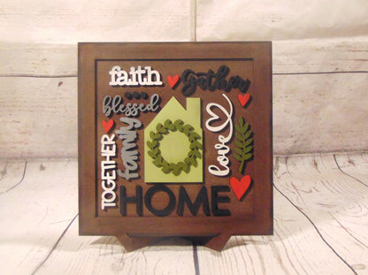 Home Word Sign | MDF | Family | Love | Gift For Her | Gift For Mom | MDF | Laser Cut | Free Standing Sign | Paint Kit